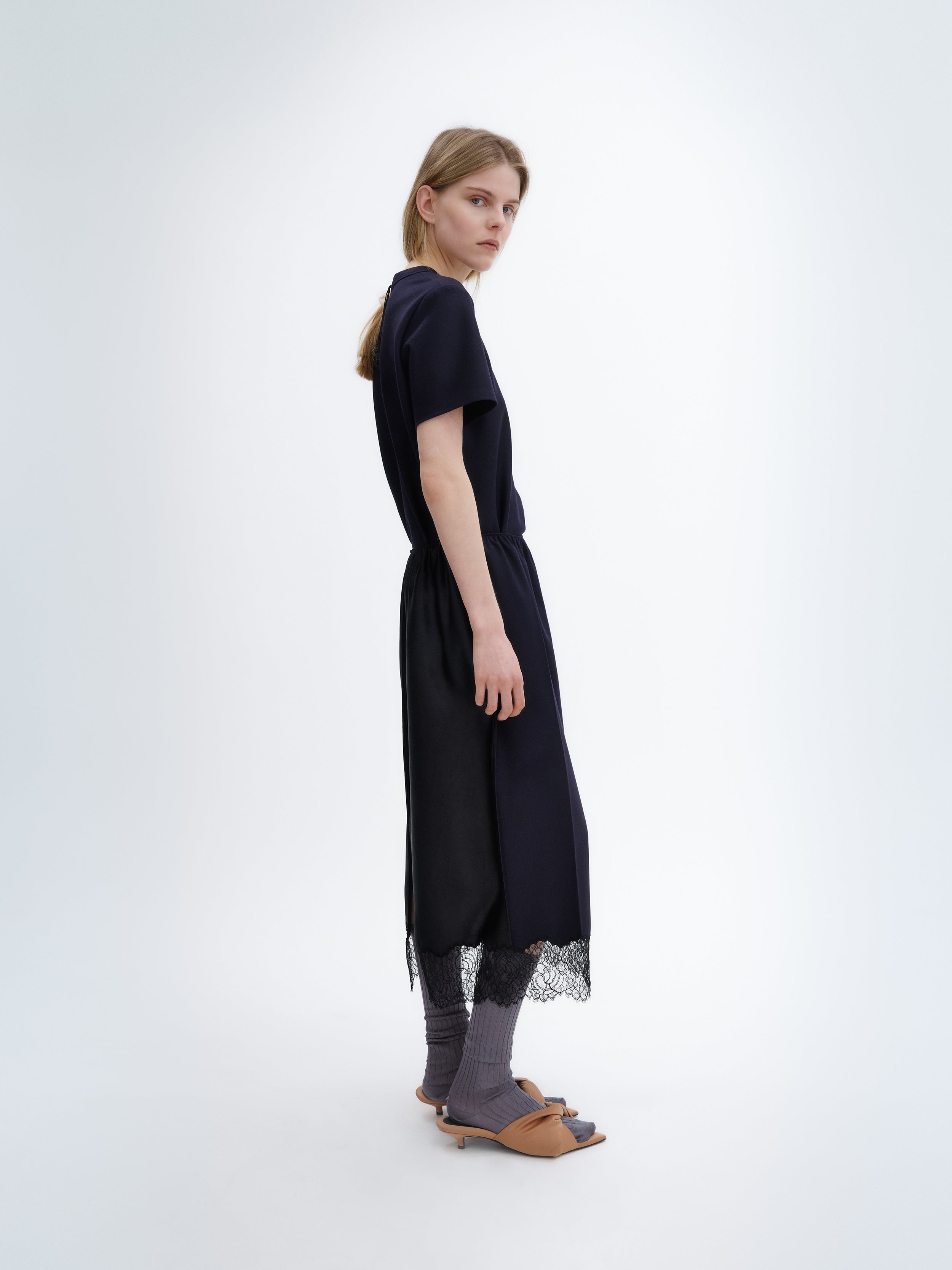 Pull-on lingerie skirt in flannel