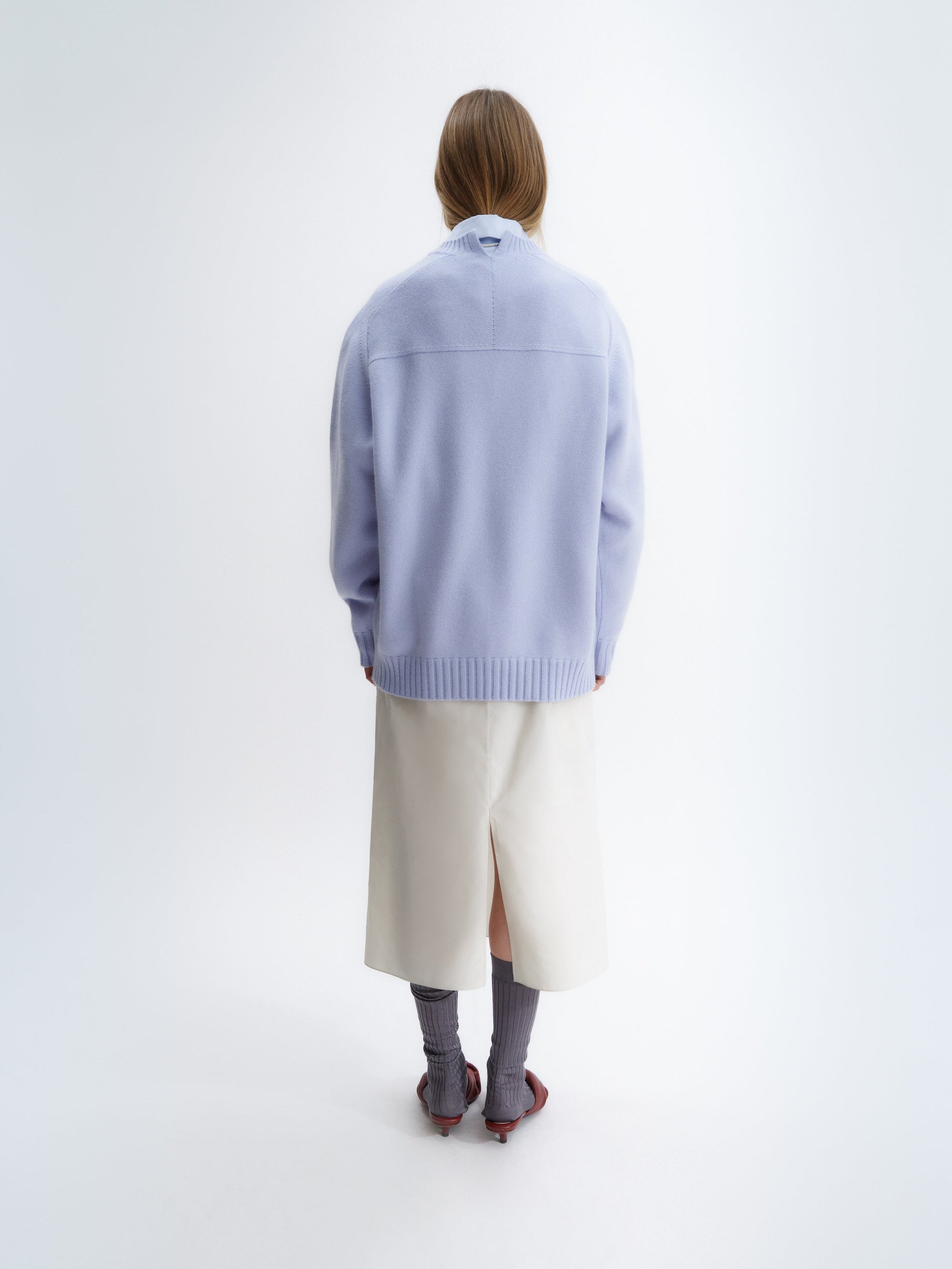Crew neck jumper in brushed cashmere