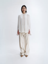 Gathered blouse in silk crepe de chine