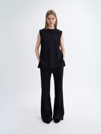 Flared trousers in grain de poudre