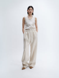 Pull-on trousers in felted wool
