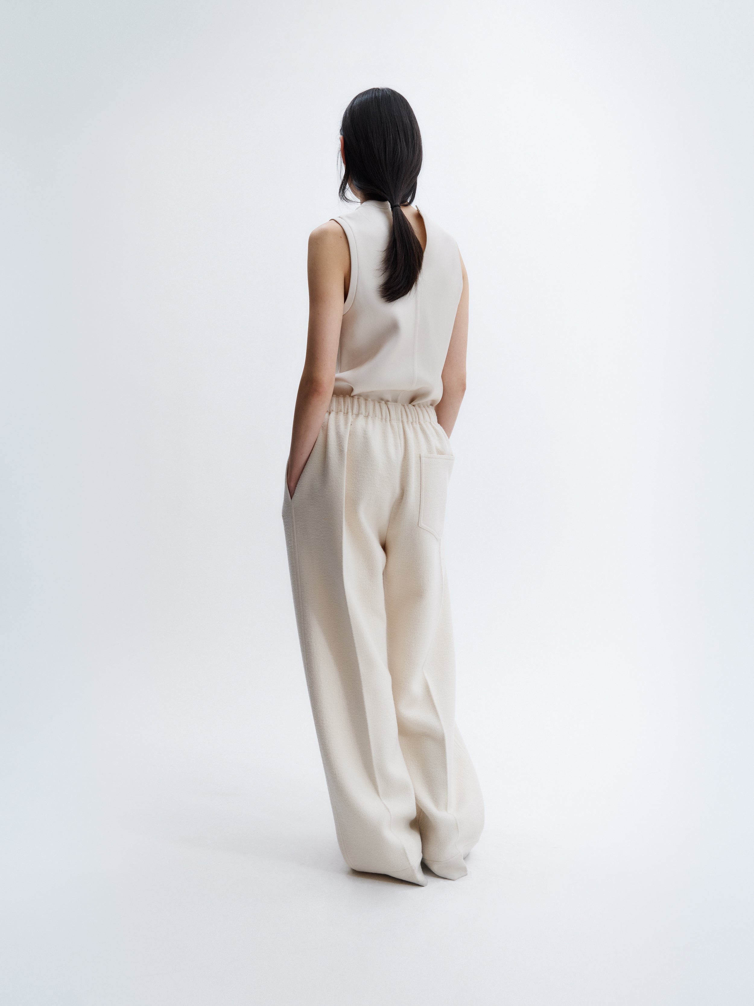 Pull-on trousers in felted wool