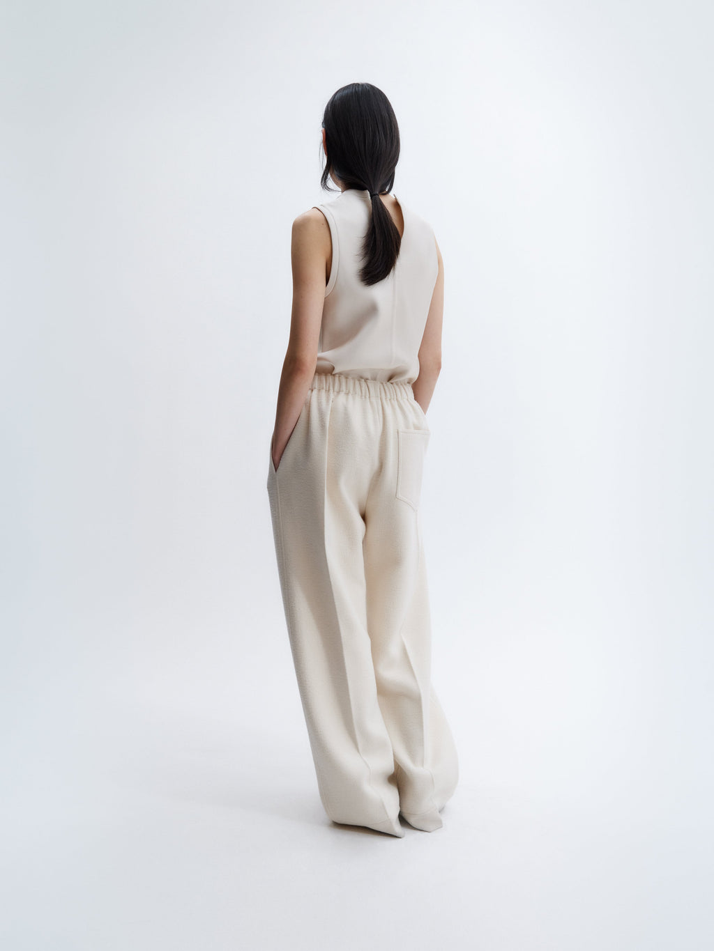 Pull-on trousers in felted wool