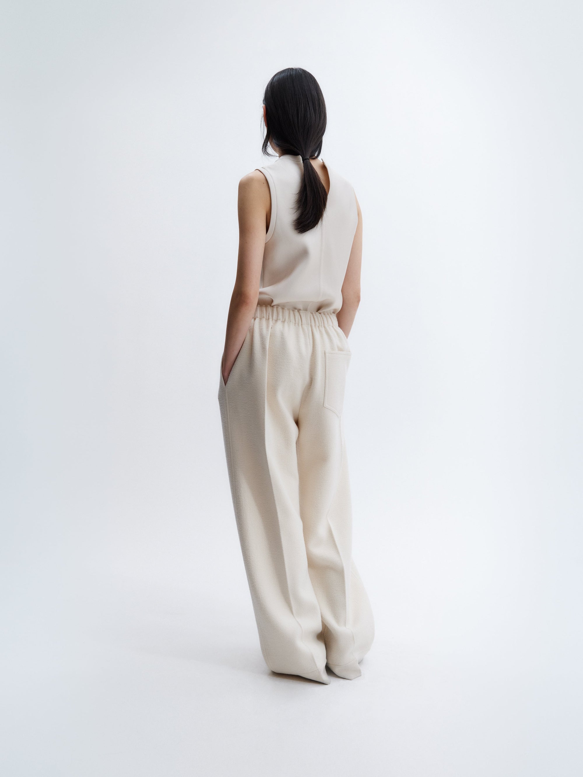 Pull-on trousers in felted wool