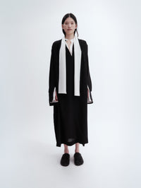 Robe chemise froncée en crêpe de Chine