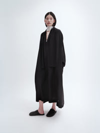 Robe chemise froncée en crêpe de Chine