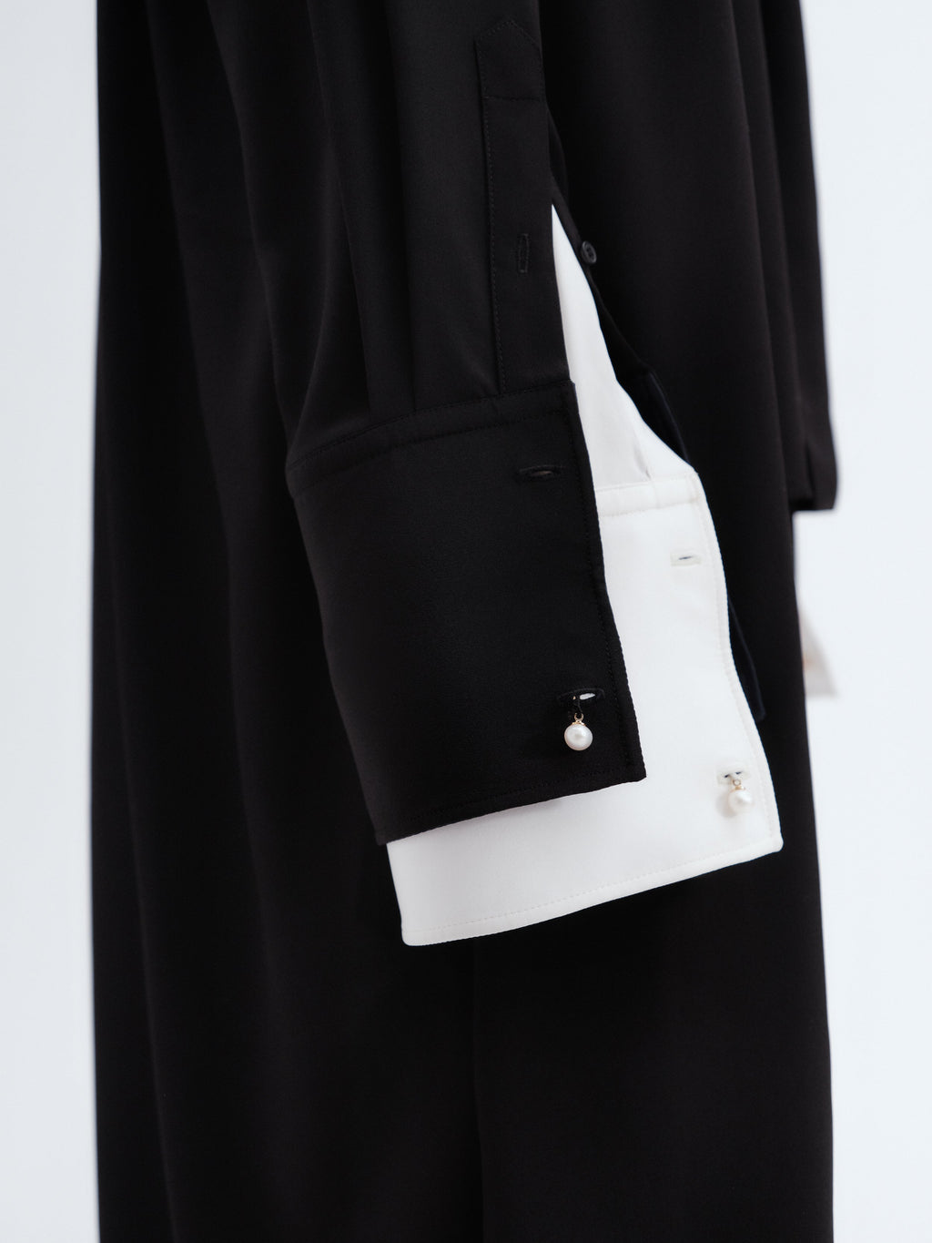 Robe chemise froncée en crêpe de Chine