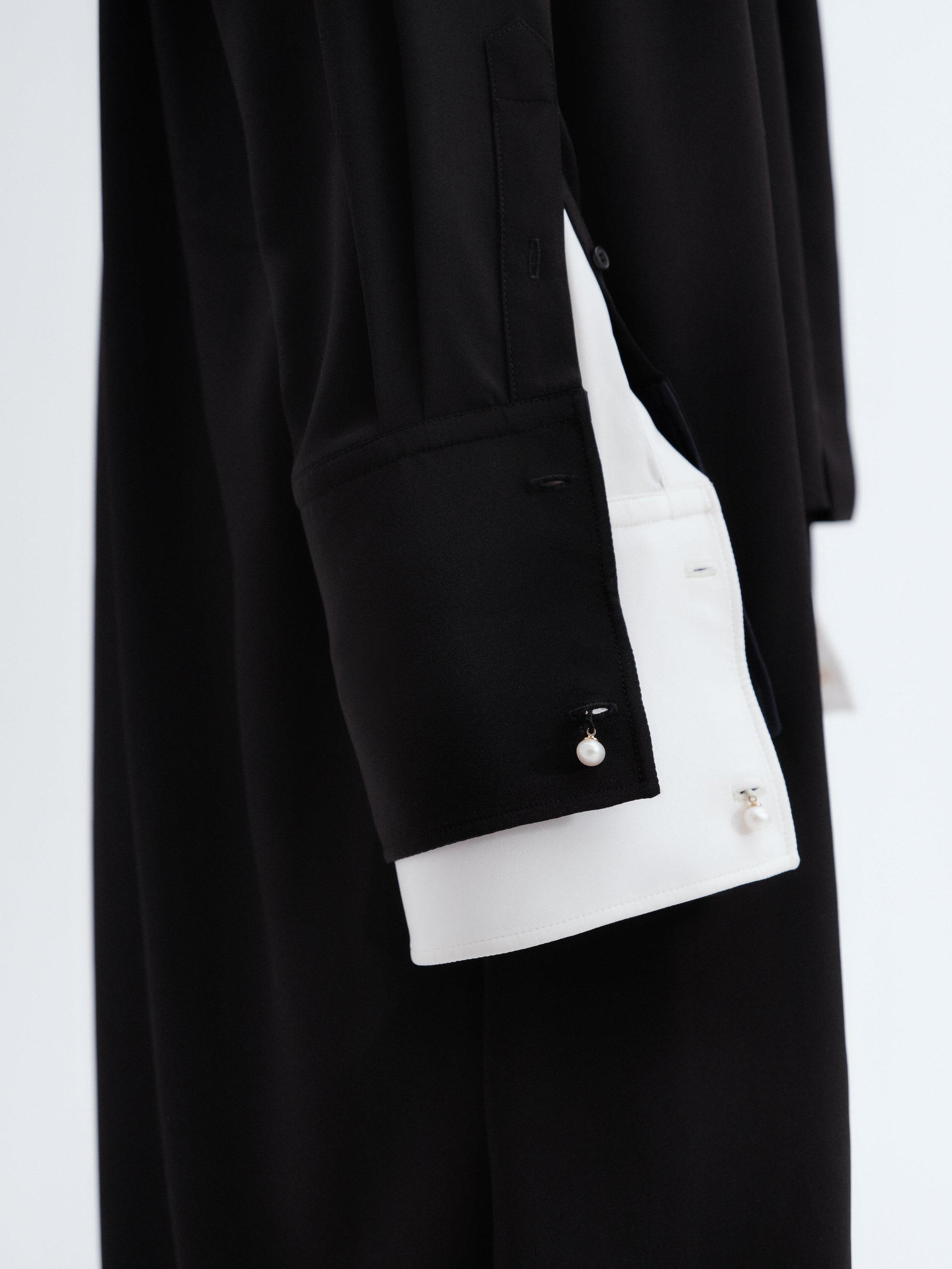 Robe chemise froncée en crêpe de Chine