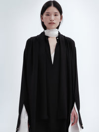 Robe chemise froncée en crêpe de Chine