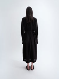 Robe chemise froncée en crêpe de Chine