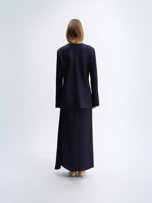 Long waterfall skirt in double satin