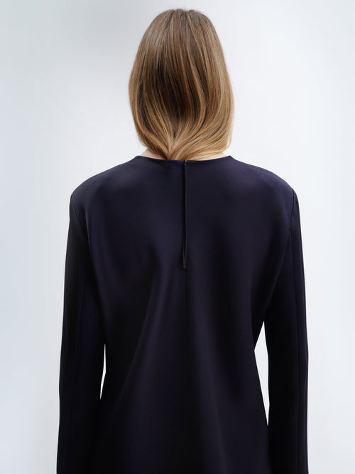 Long sleeve shift top in double satin