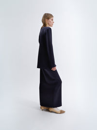 Long sleeve shift top in double satin