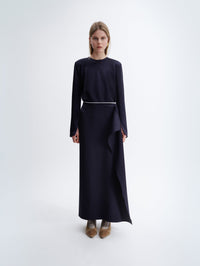 Long waterfall skirt in double satin