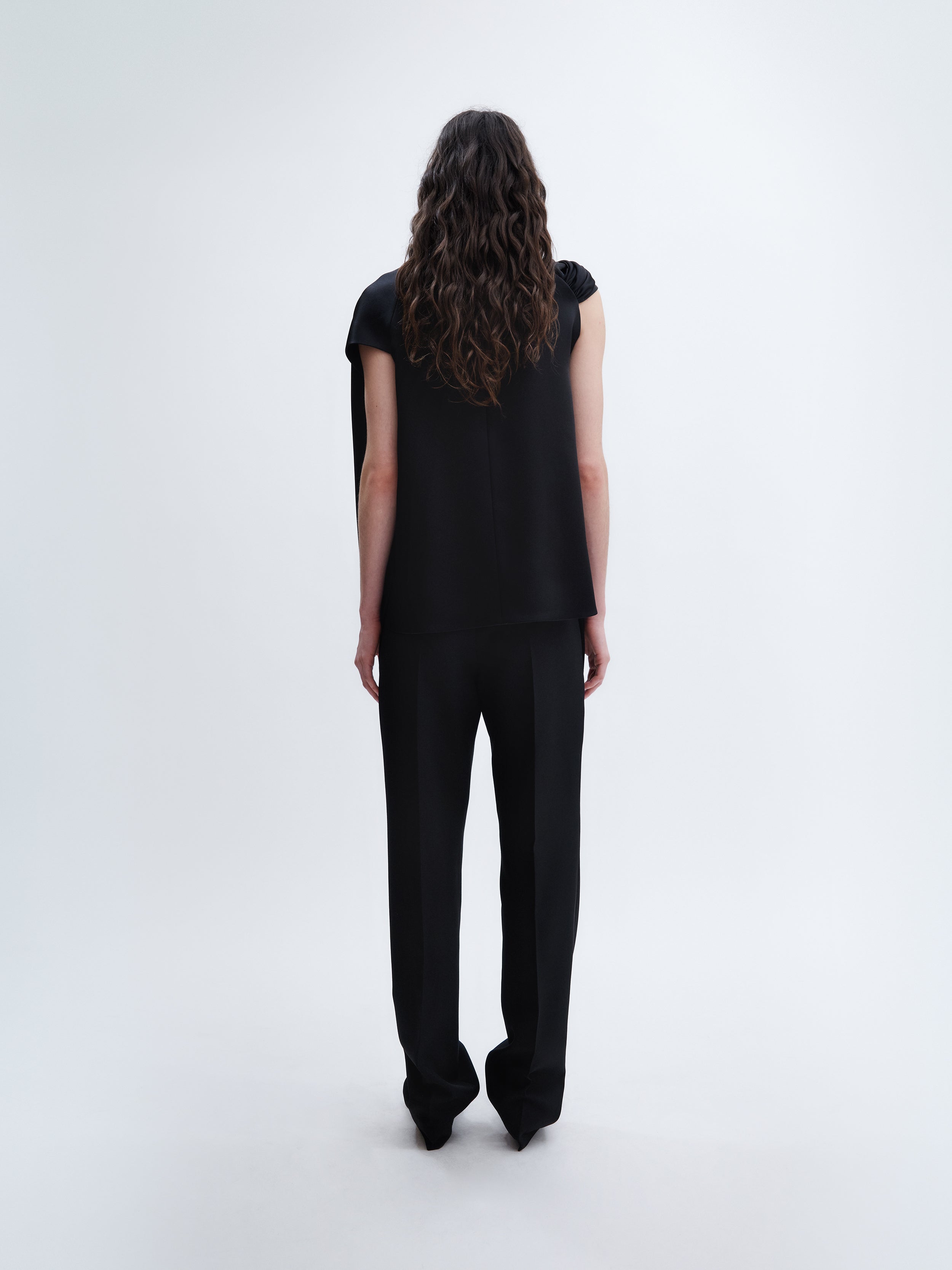 Twist neck top in double satin