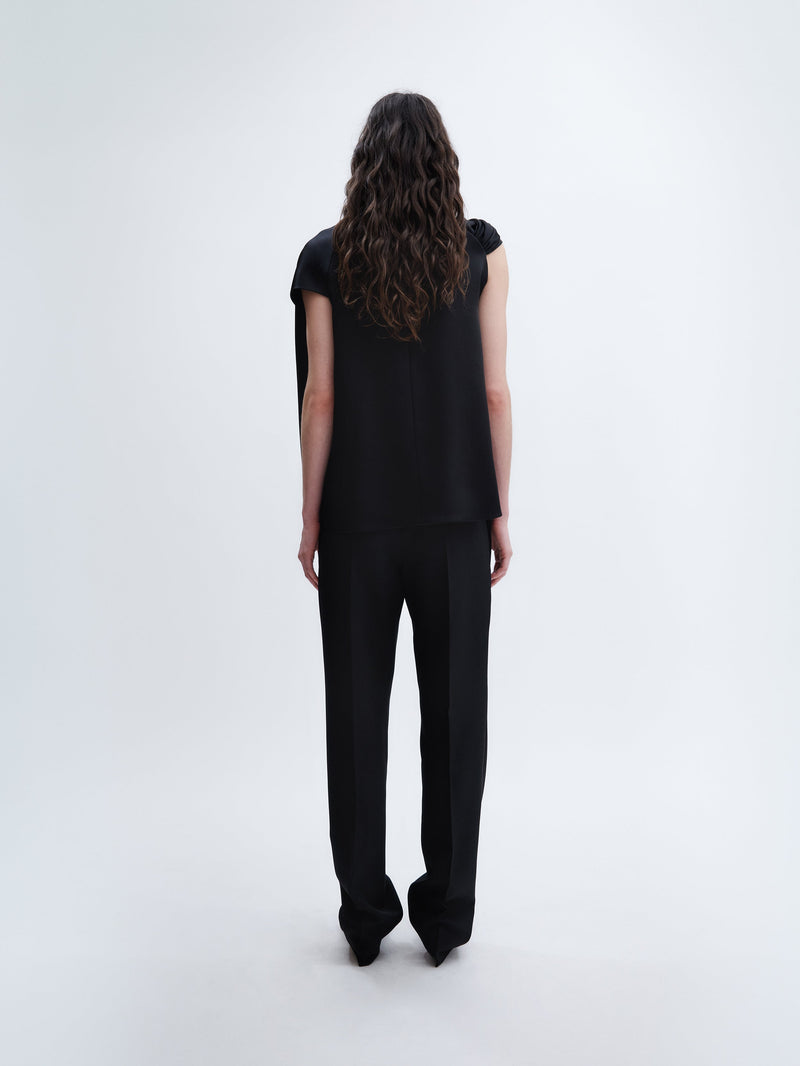 Twist neck top in double satin