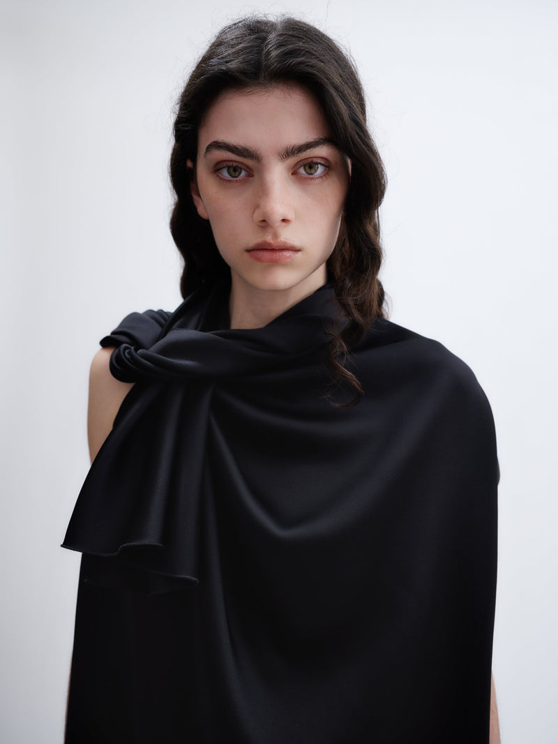 Twist neck top in double satin