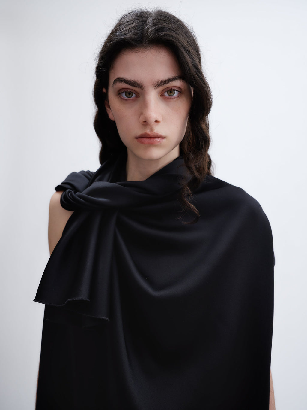 Twist neck top in double satin
