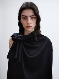 Twist neck top in double satin