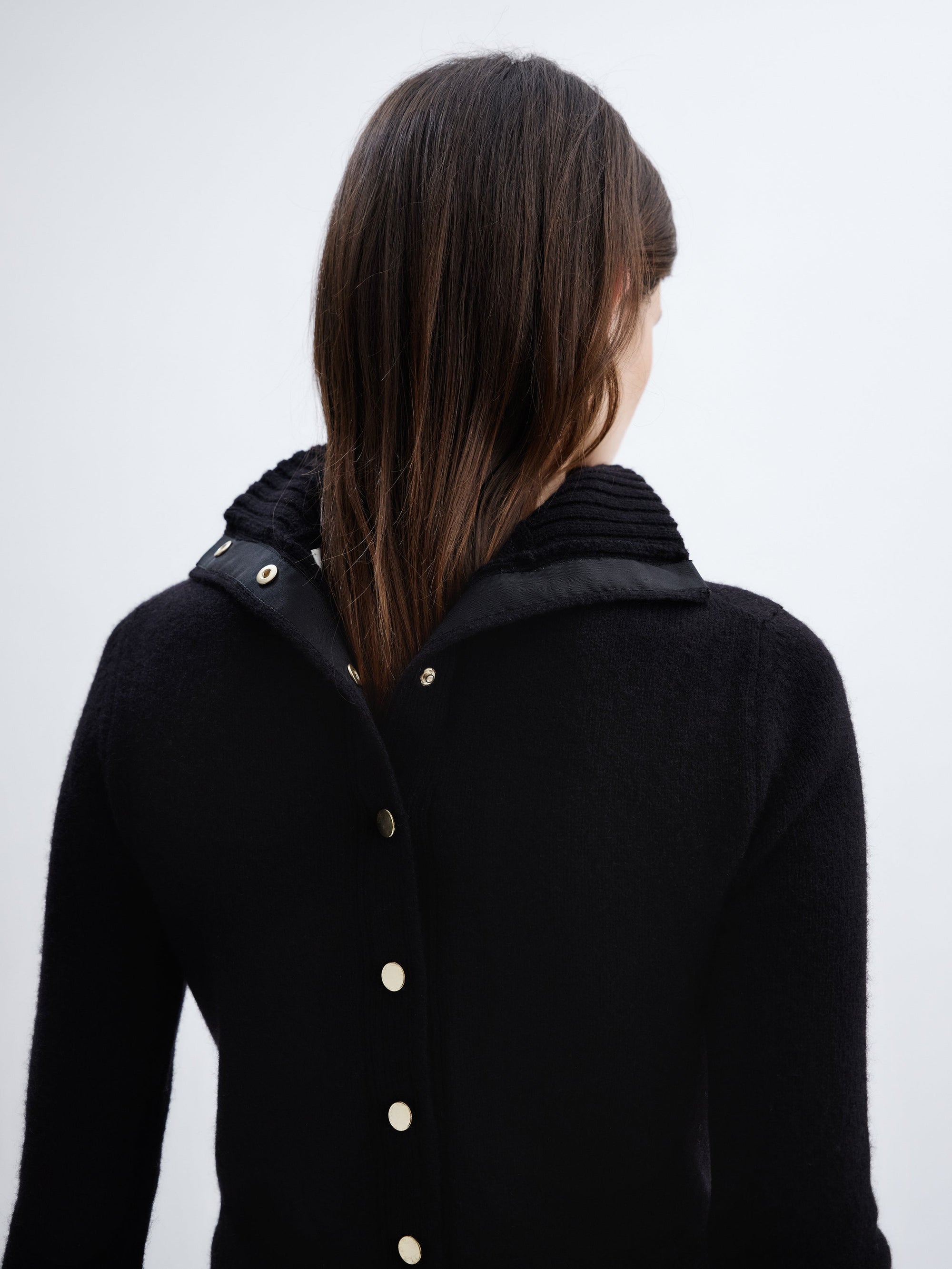 Snaps turtleneck cardigan in soft Shetland