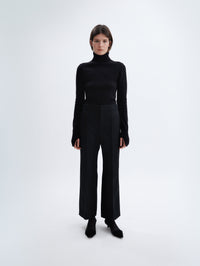 Cropped flared trousers in twill wool
