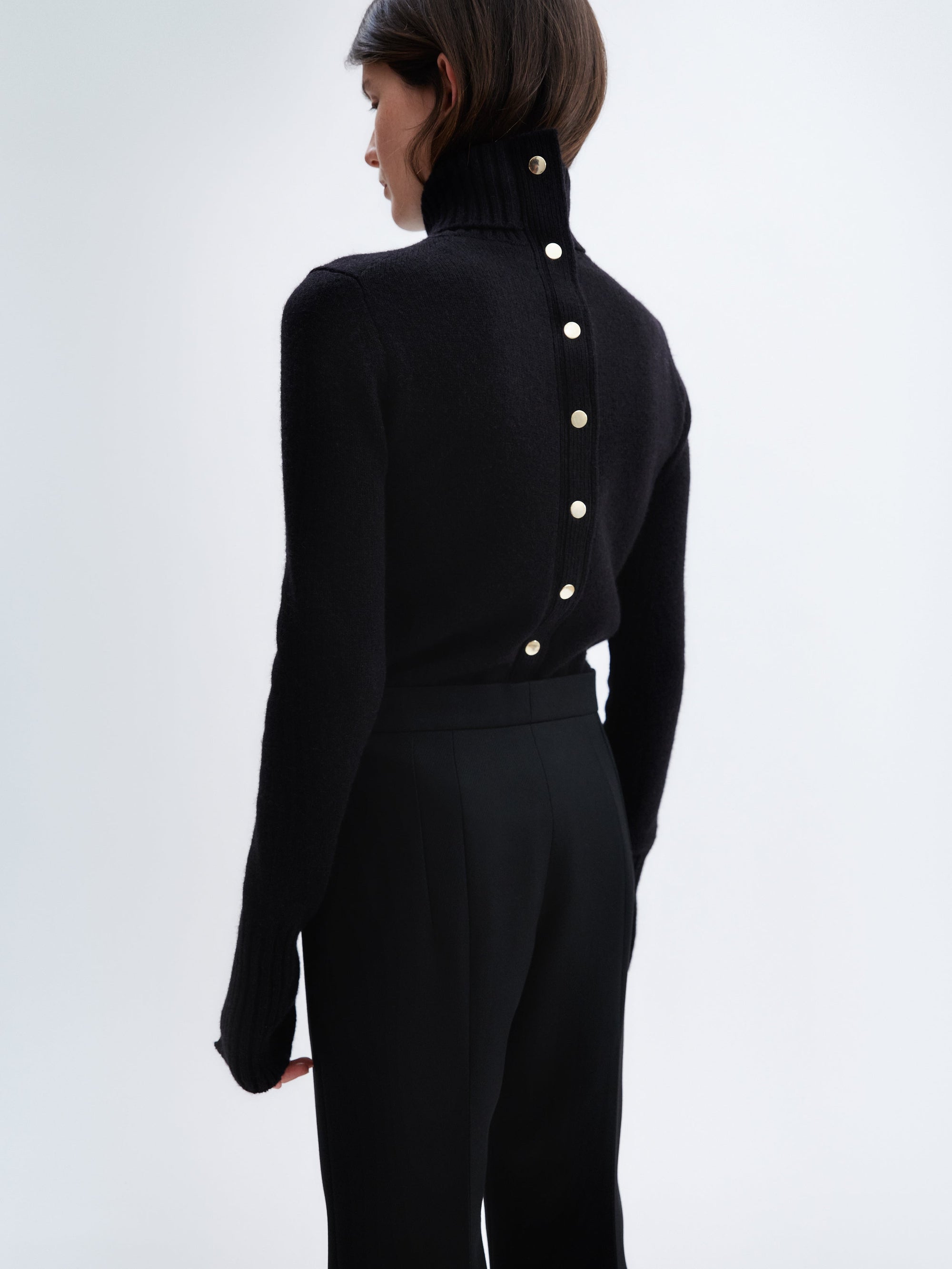 Cropped flared trousers in twill wool