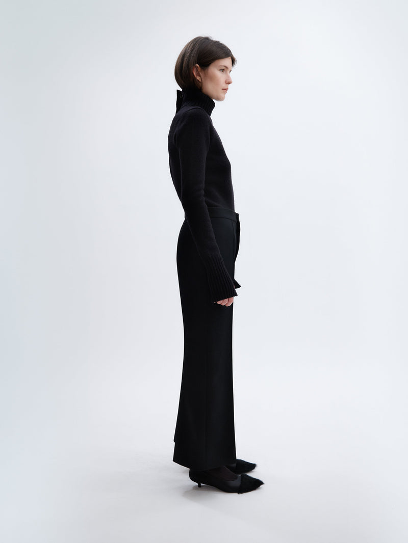 Cropped flared trousers in twill wool