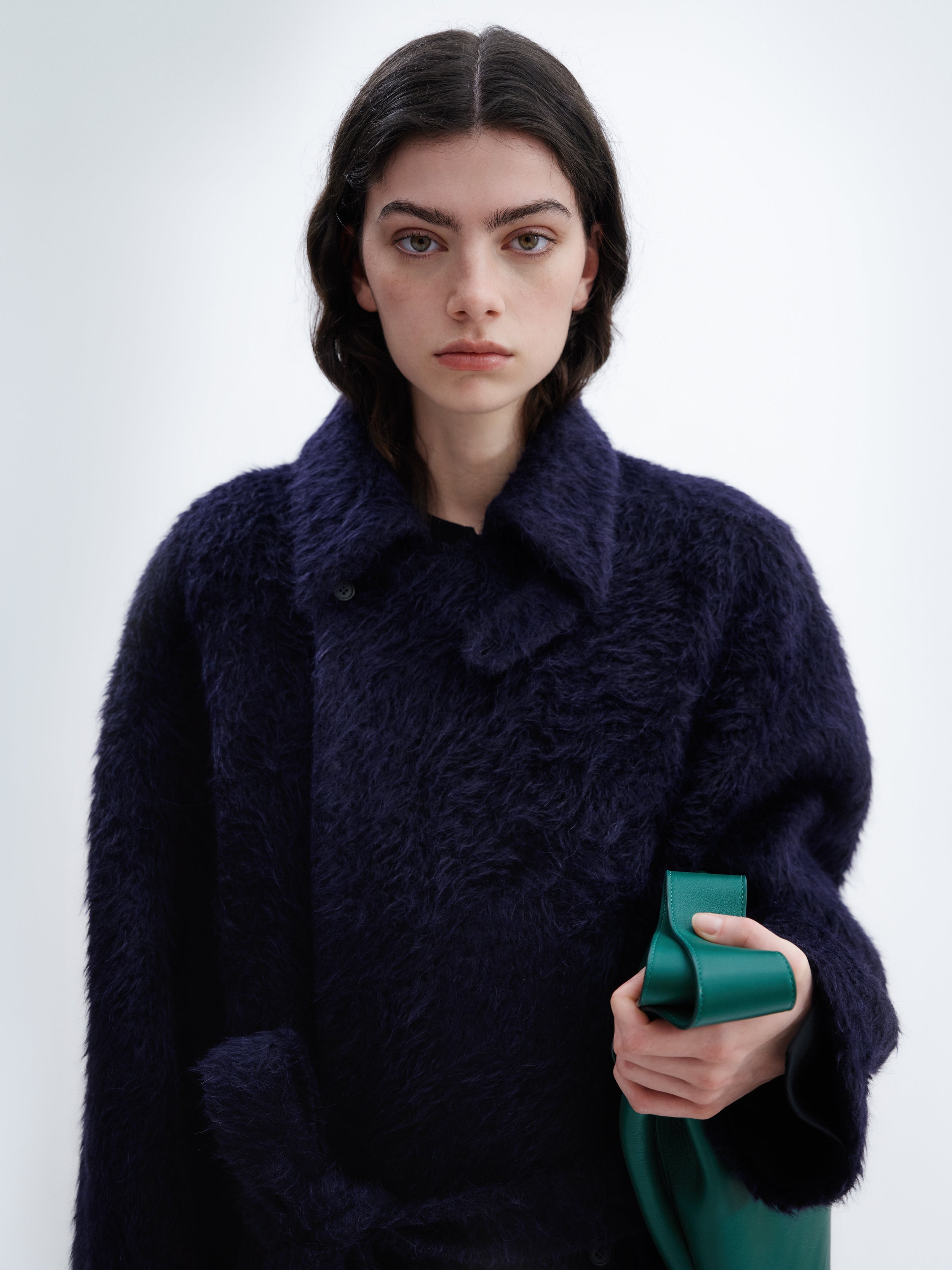 Long belted coat in alpaca