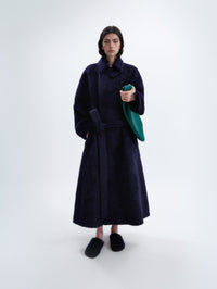 Long belted coat in alpaca