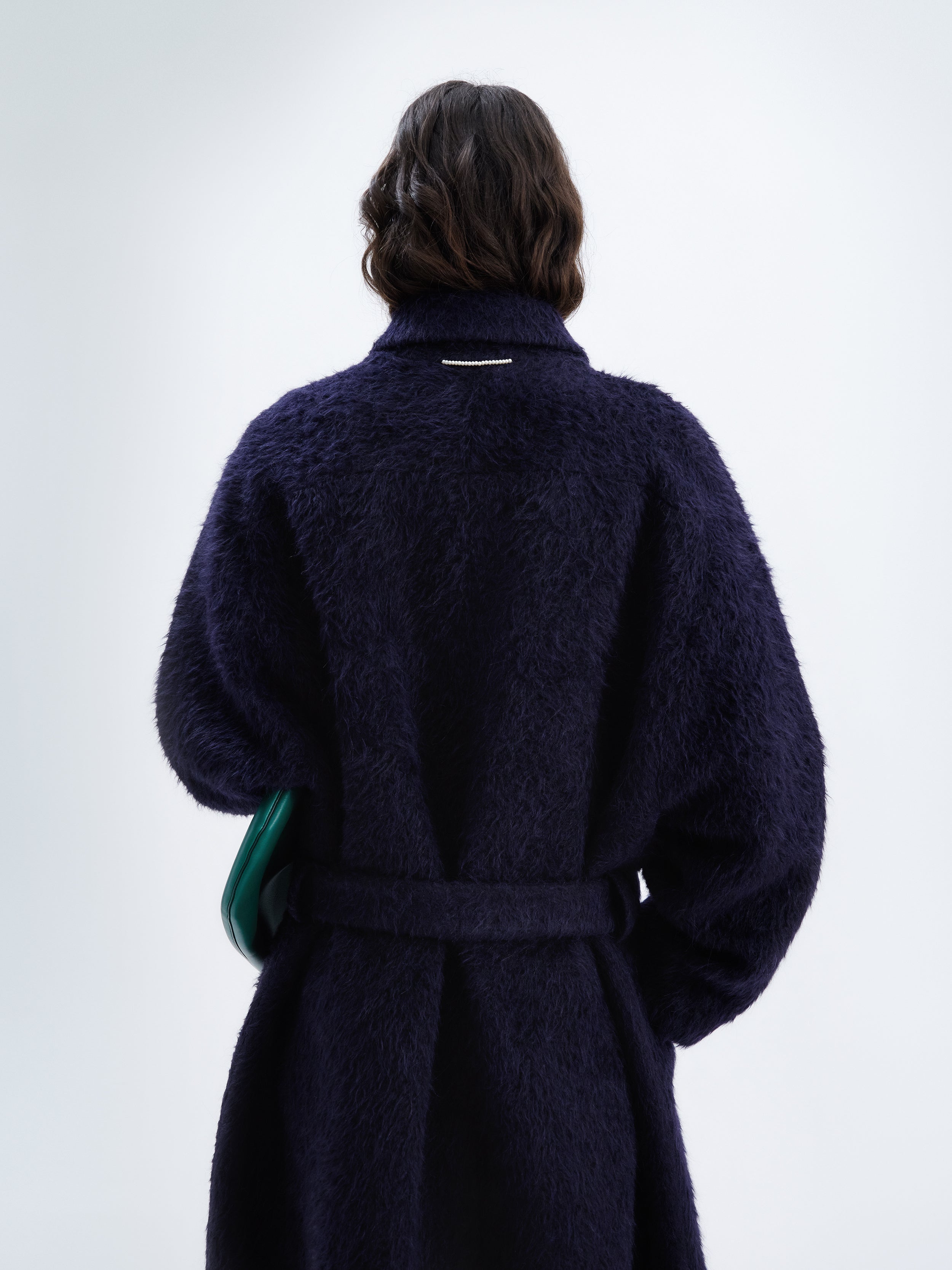 Long belted coat in alpaca