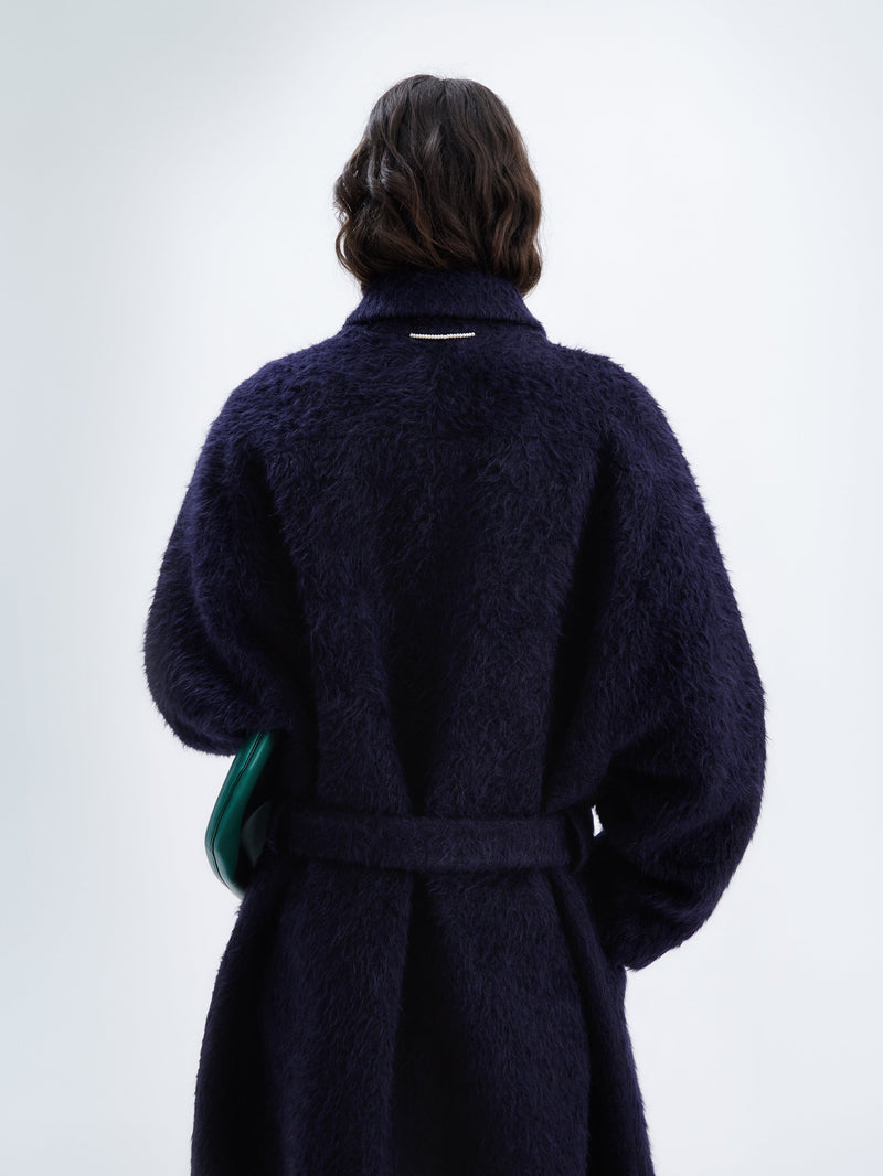 Long belted coat in alpaca