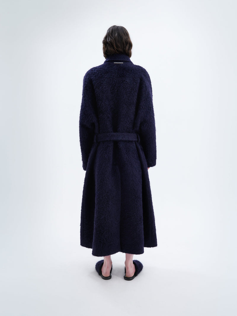 Long belted coat in alpaca