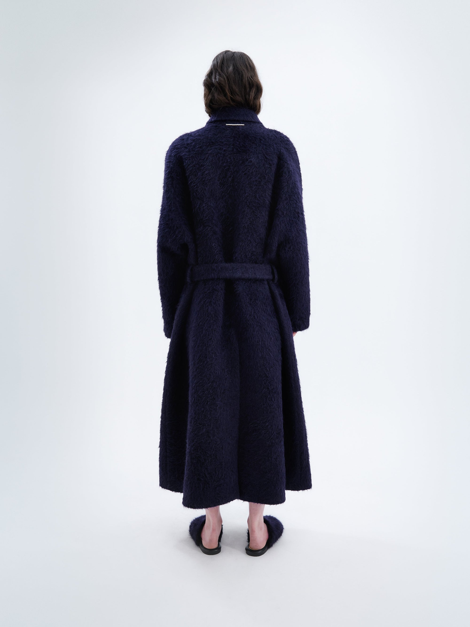 Long belted coat in alpaca