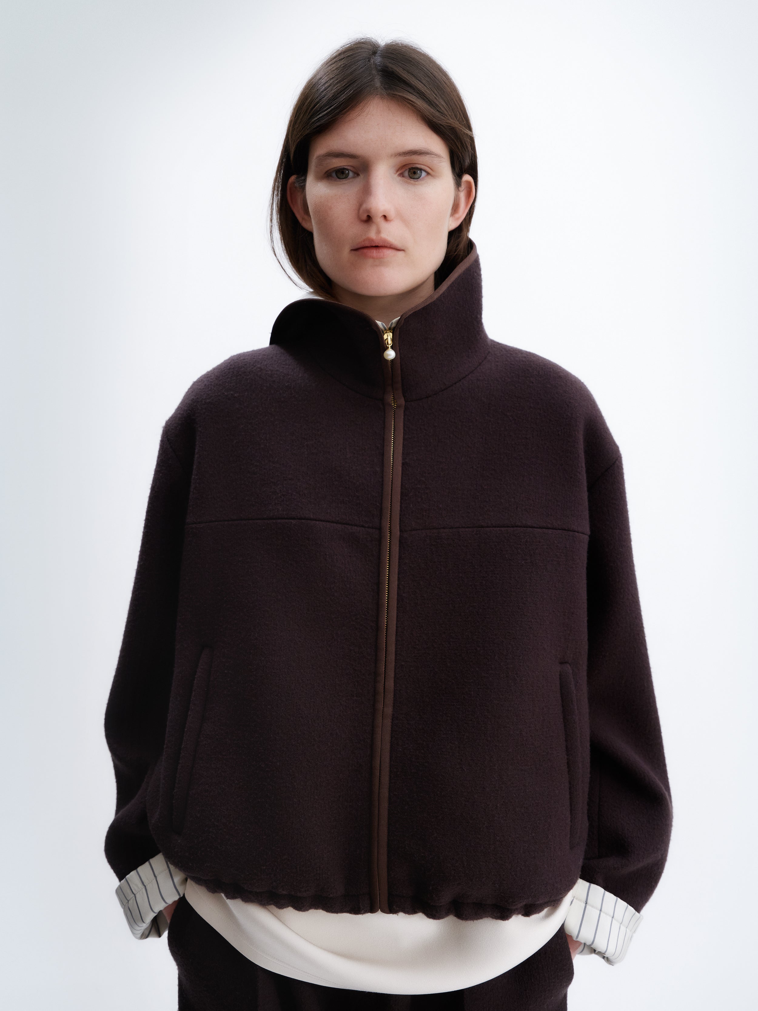 Zipped blouson in felted wool