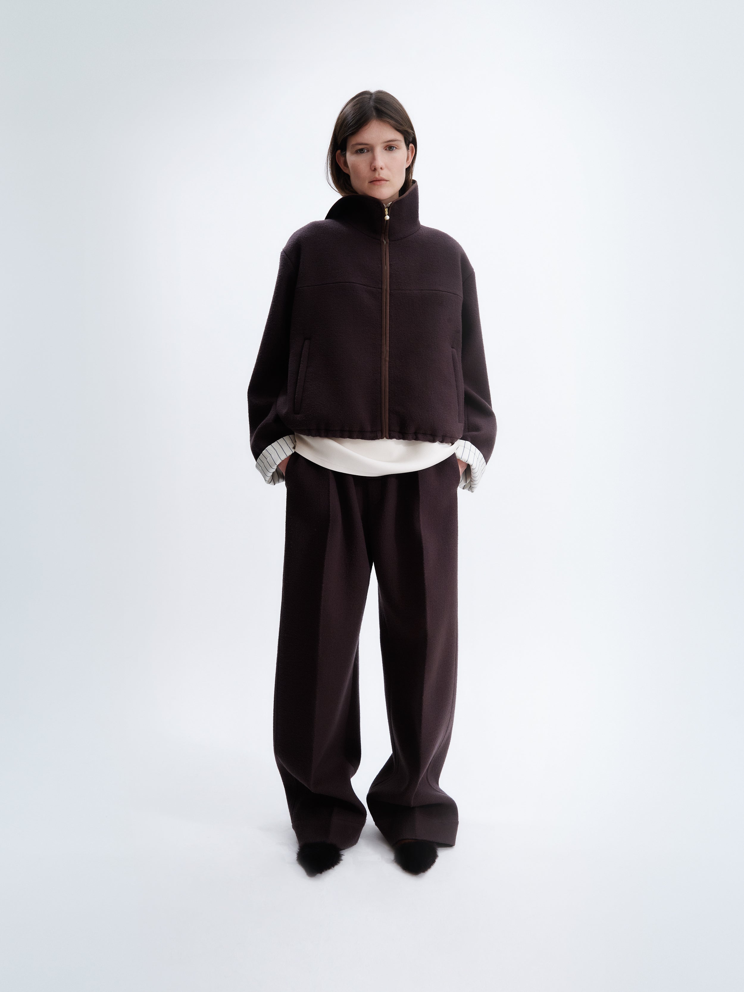 Zipped blouson in felted wool