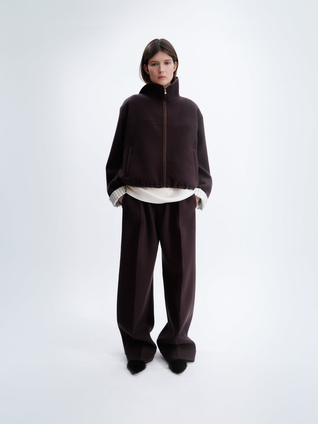 Zipped blouson in felted wool