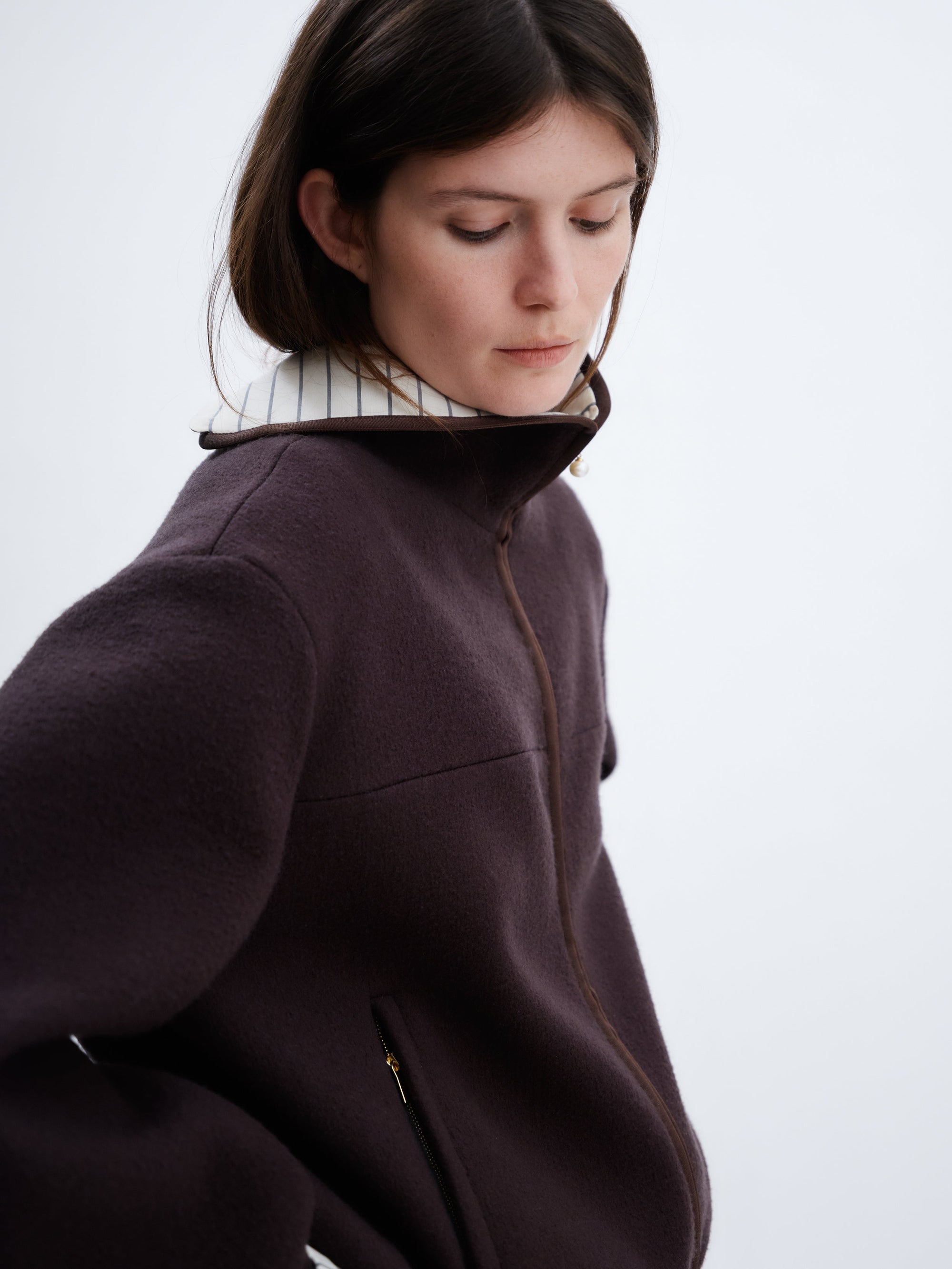 Zipped blouson in felted wool
