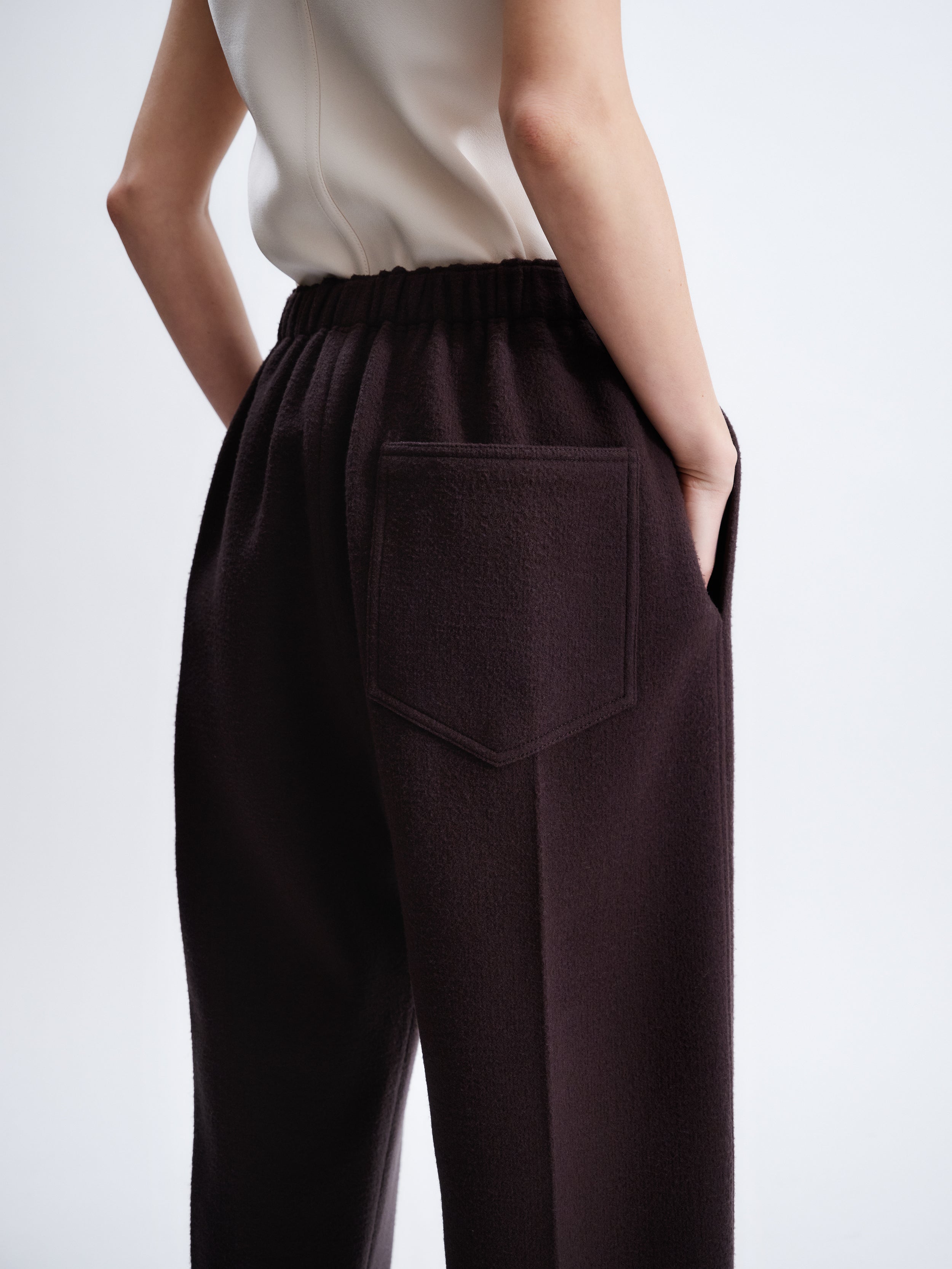 Pull-on trousers in felted wool