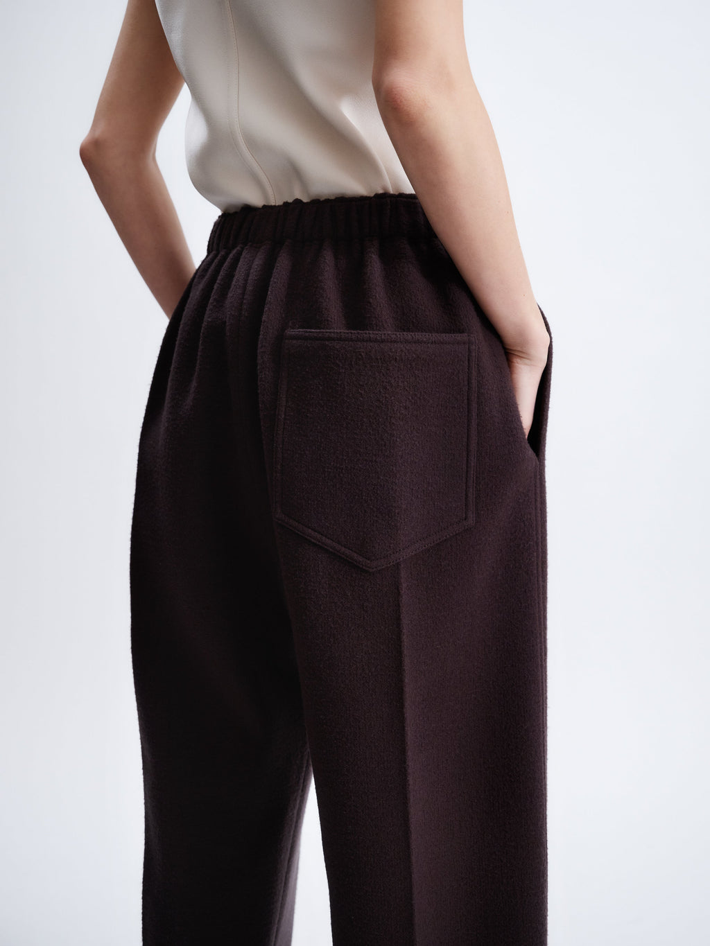 Pull-on trousers in felted wool