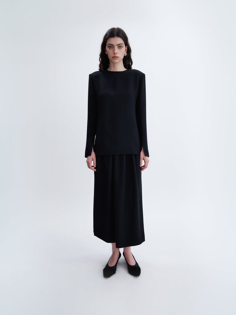 Long sleeve shift top in cady