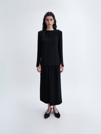 Long sleeve shift top in cady