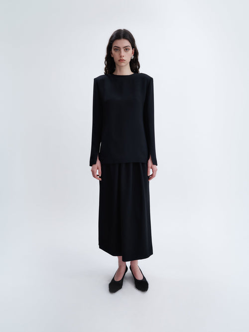 Long sleeve shift top in cady