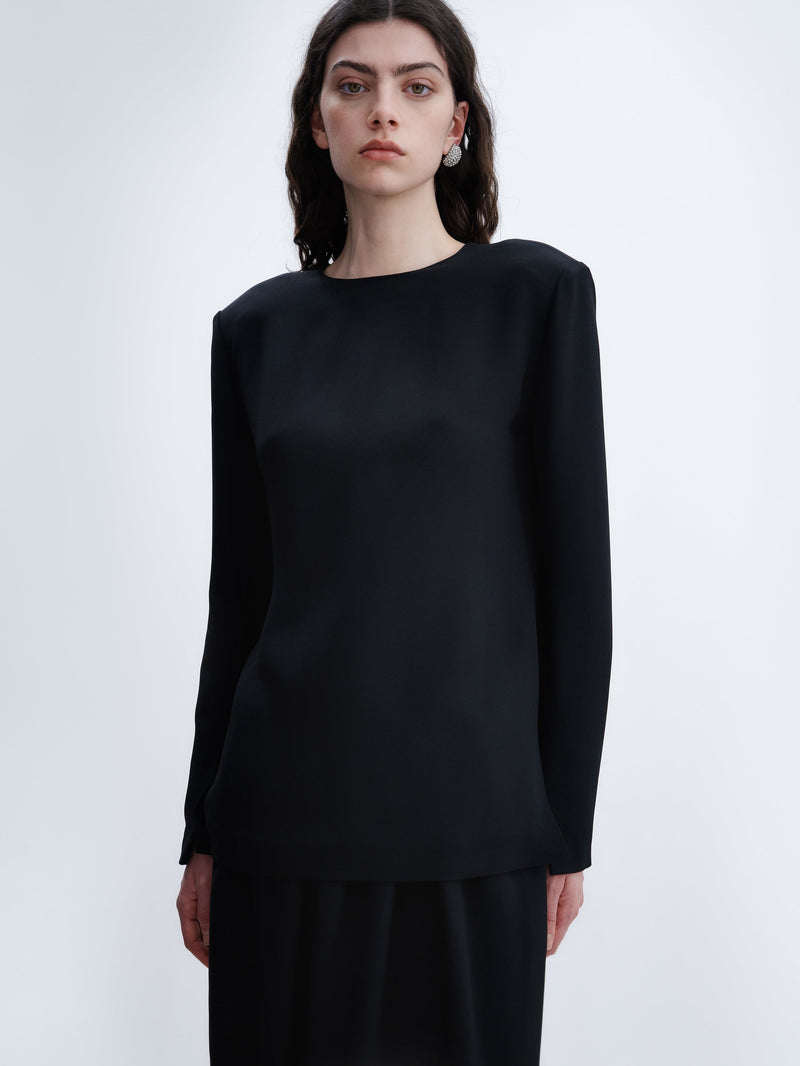 Long sleeve shift top in cady