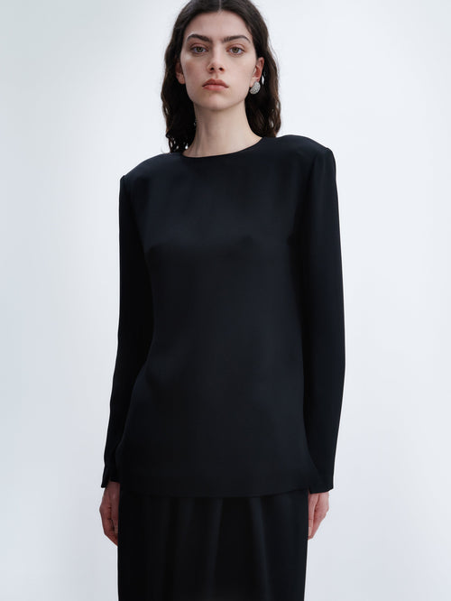 Long sleeve shift top in cady