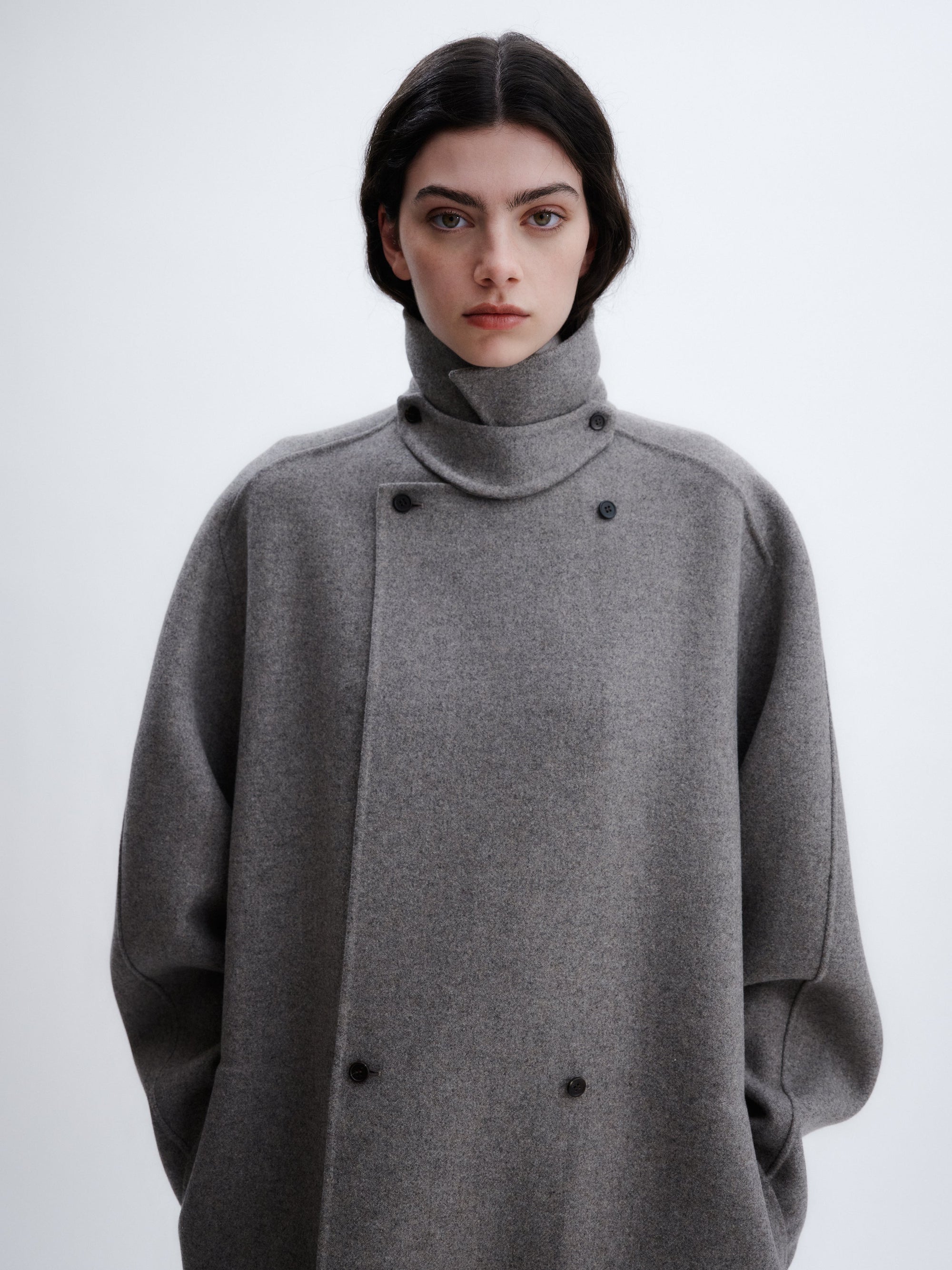 Belted coat in felted double face