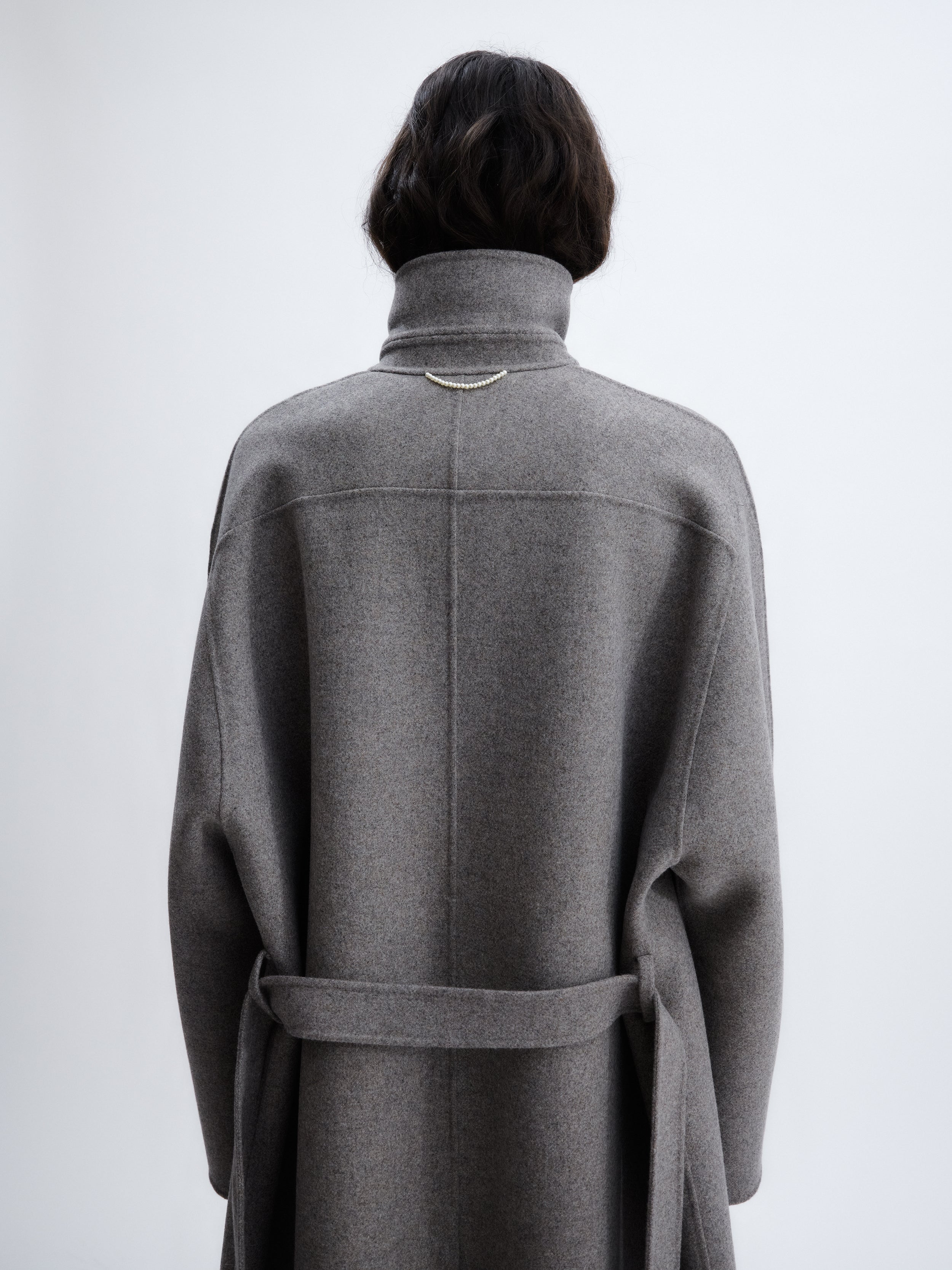 Belted coat in felted double face