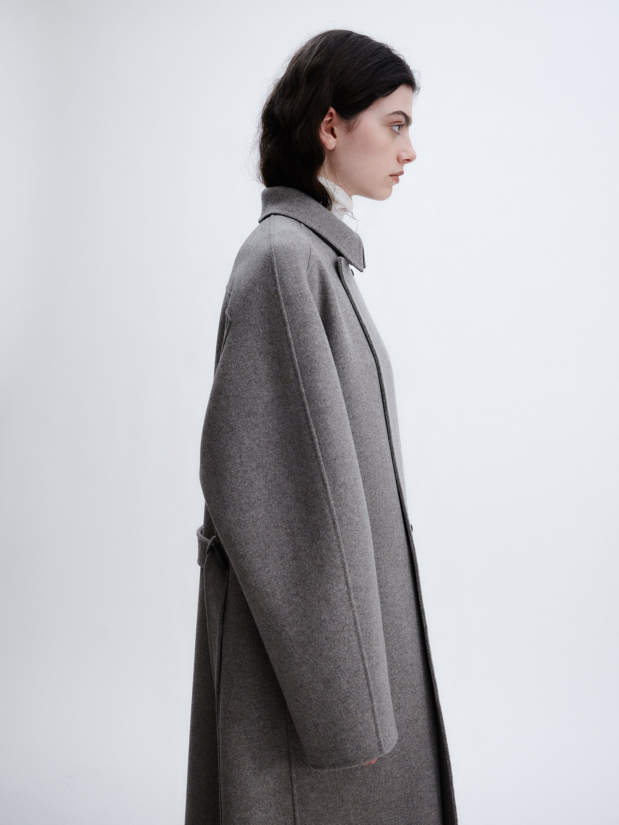 Belted coat in felted double face