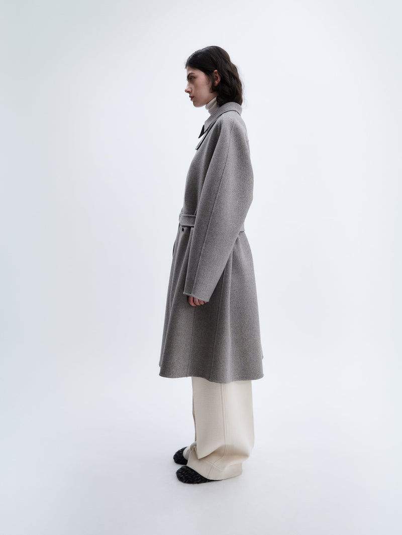 Belted coat in felted double face
