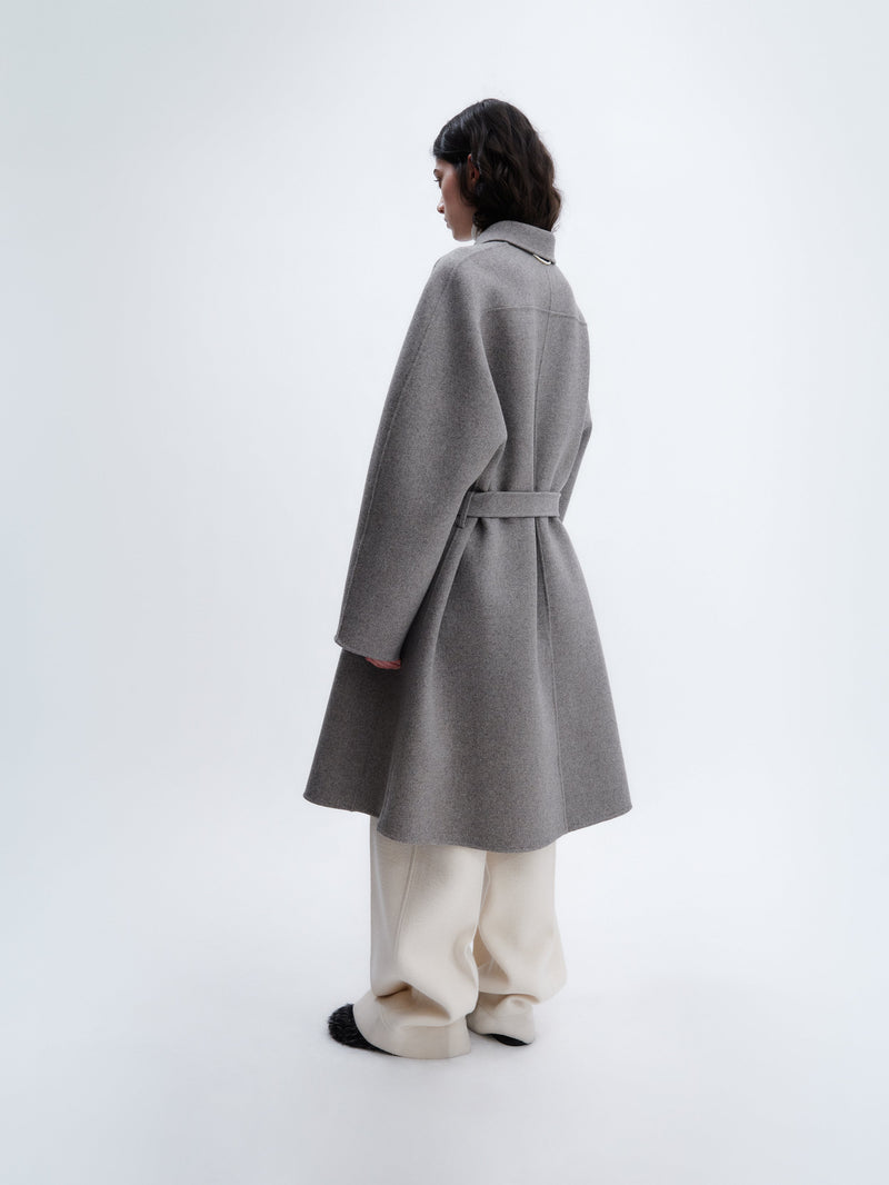 Belted coat in felted double face