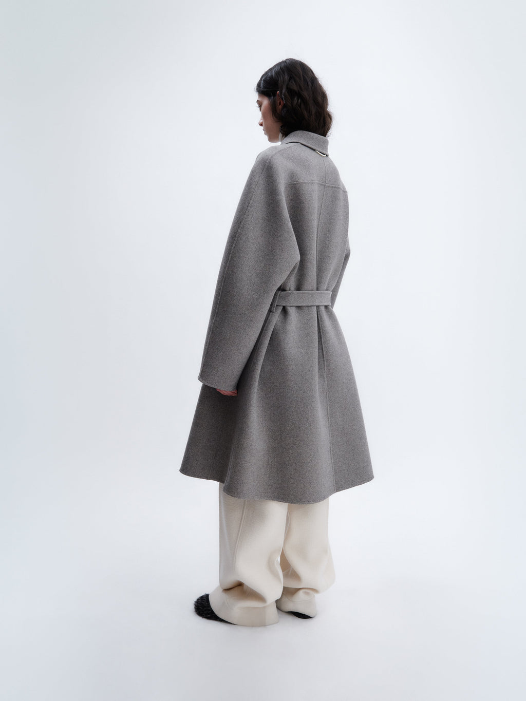 Belted coat in felted double face